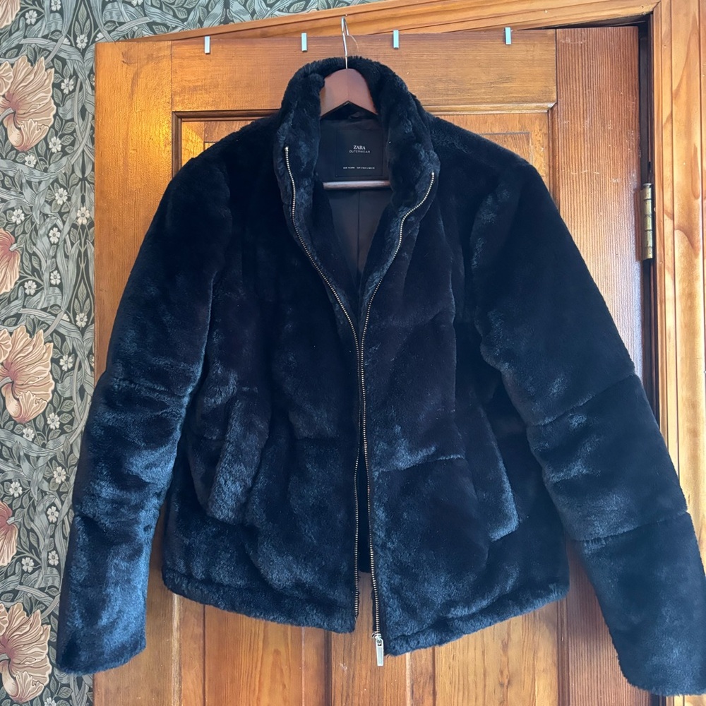 Zara Black Faux Fur Jacket